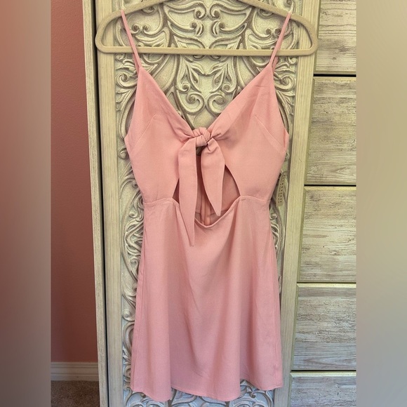 Flynn Skye balletcore mini tie-front cutout dress in cotton pink NWT size medium - Picture 3 of 8
